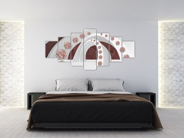 Obraz - 3D oblouky s květy (210x100 cm)