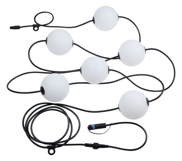 P 94910 Plug & Shine LED světelný řetěz Naima základní sada IP67 3000K 6x1W 5,88m černá - PAULMANN
