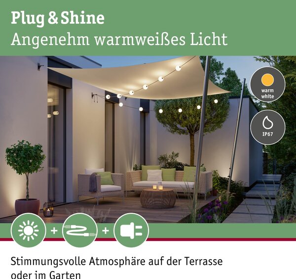 P 94912 Plug & Shine LED světelný řetěz Naima prodlužovací sada IP67 3000K 3x1W 1,71m černá - PAULMANN