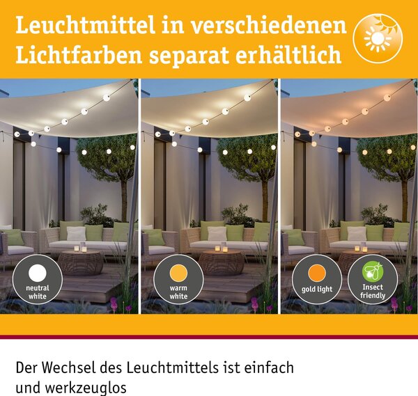 P 94913 Solární LED světelný řetěz Taina prodlužovací sada IP67 3000K 1,71m černá - PAULMANN