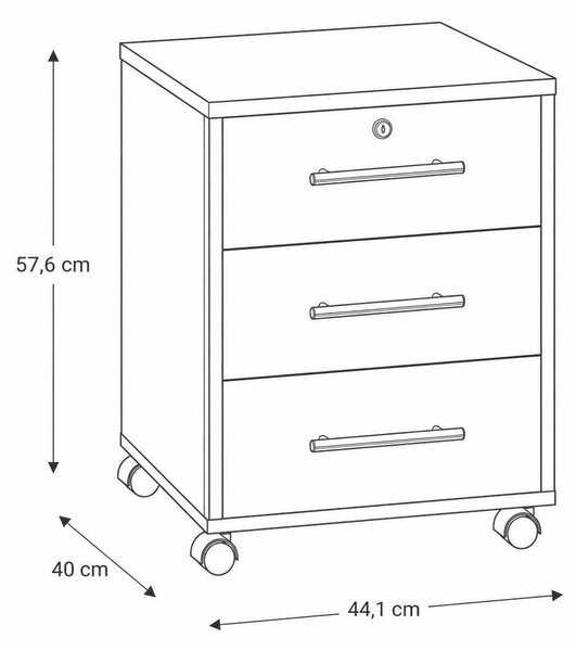 POJÍZDNÝ KONTEJNER, 44/58/40 cm MID.YOU - Online Only kancelářský nábytek, Online Only
