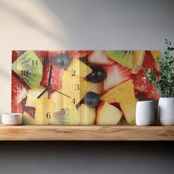 Skleněné hodiny horizontální Ovocný salát zsppc-60x30-00295349