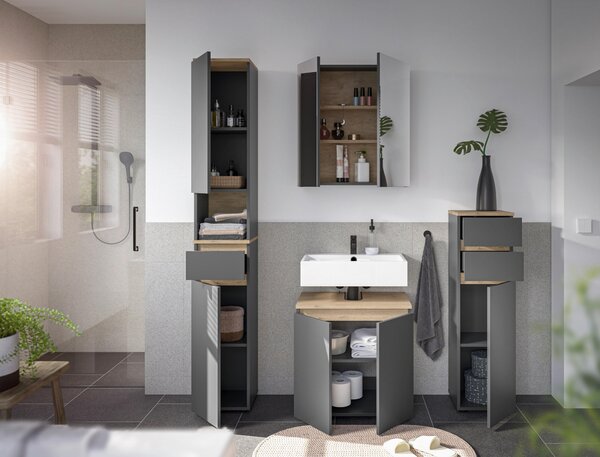 VYSOKÁ SKŘÍŇ, antracitová, antracitová, barvy dubu, 30/190/30 cm home24 - Koupelnové série, Online Only