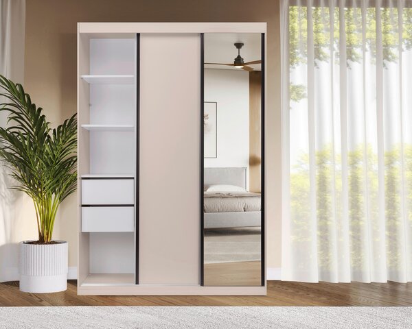ŠATNÍ SKŘÍŇ S POSUVNÝMI DVEŘM, kašmírová, 150/215/59,5 cm P & B - Šatní skříně, Online Only