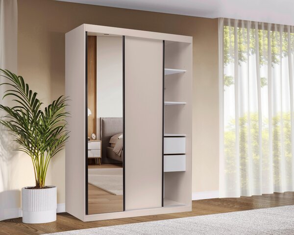 ŠATNÍ SKŘÍŇ S POSUVNÝMI DVEŘM, kašmírová, 150/215/59,5 cm P & B - Šatní skříně, Online Only