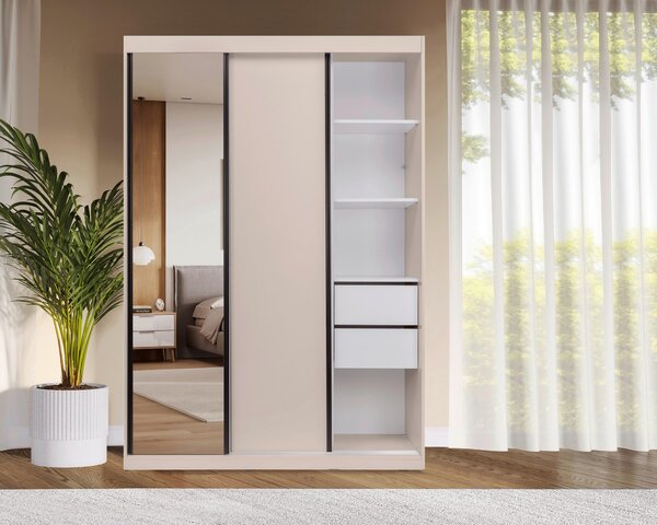 ŠATNÍ SKŘÍŇ S POSUVNÝMI DVEŘM, kašmírová, 150/215/59,5 cm P & B - Šatní skříně, Online Only