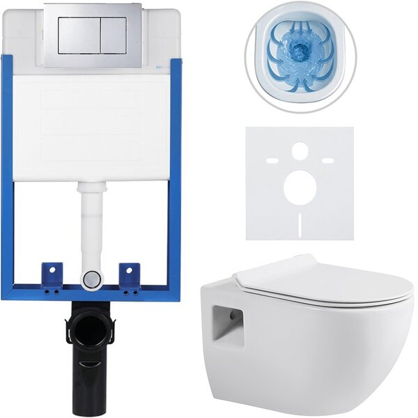 Kompletní podomítkový WC set Lite/Dure - bílá lesklá - WC tlačítko Classic, chrom - k zazdění - 51x35 cm