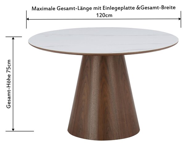 JÍDELNÍ STŮL, bílá, barvy vlašských ořechů, 120/120/75 cm Livetastic - Jídelní stoly, Online Only