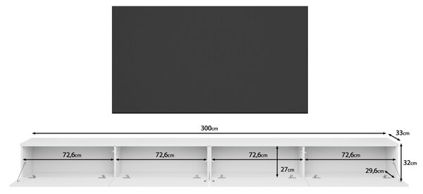NÍZKÁ KOMODA, černá, 300/32/33 cm P & B - Černé komody, Online Only