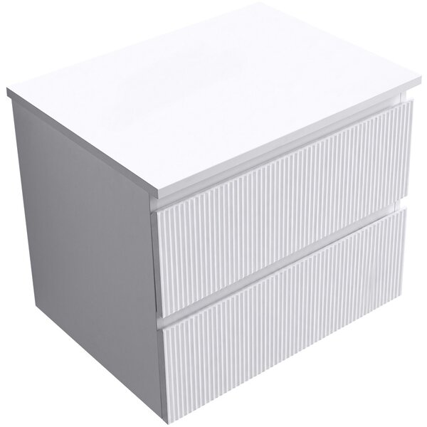 Koupelnová skříňka Carole + deska pod umyvadlo Navira Slim - 18 mm - bílá matná rýhovaná - 60x49,8x46 cm