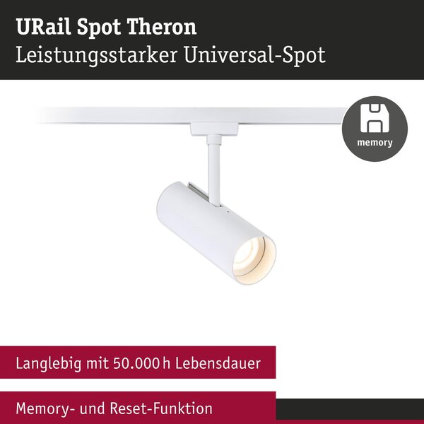 P 95695 URail lištový spot Theron spot 11W 3000K stmívatelné 230V bílá - PAULMANN
