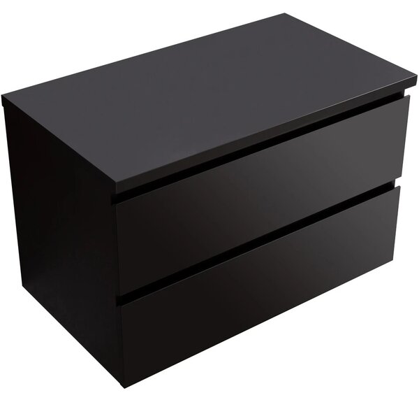 Koupelnová skříňka Carole + deska pod umyvadlo Navira Pro - 36 mm - černá matná - 80x51,6x46 cm