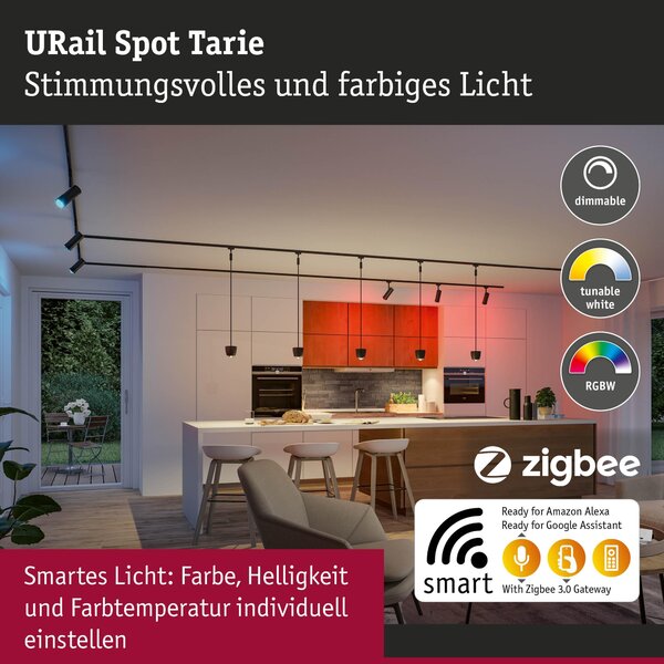 P 95693 URail spot Smart Home Zigbee 3.0 Tarie RGBW 4,5W RGBW+ stmívatelné 230V černá mat - PAULMANN