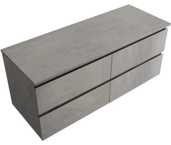 Koupelnová skříňka Carole + deska pod umyvadlo Navira Slim - 18 mm - betonově šedá - 120x49,8x46 cm