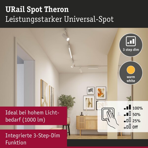 P 95695 URail lištový spot Theron spot 11W 3000K stmívatelné 230V bílá - PAULMANN