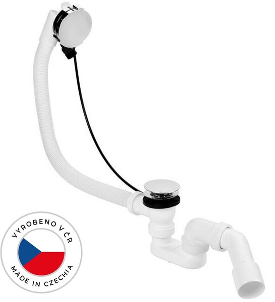 Vanová souprava ovládaná bovdenem s napouštěním - SLIM - sifon DN40/50 - zátka 72mm - chrom - 61cm