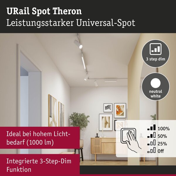 P 95698 URail lištový spot Theron spot 11W 4000K stmívatelné 230V bílá - PAULMANN