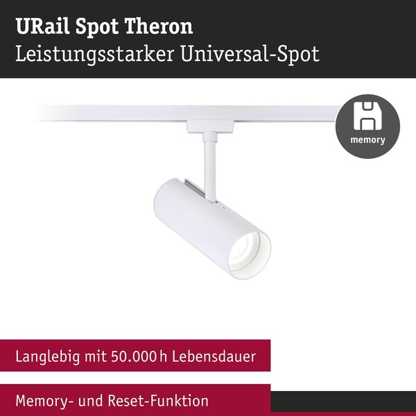 P 95698 URail lištový spot Theron spot 11W 4000K stmívatelné 230V bílá - PAULMANN