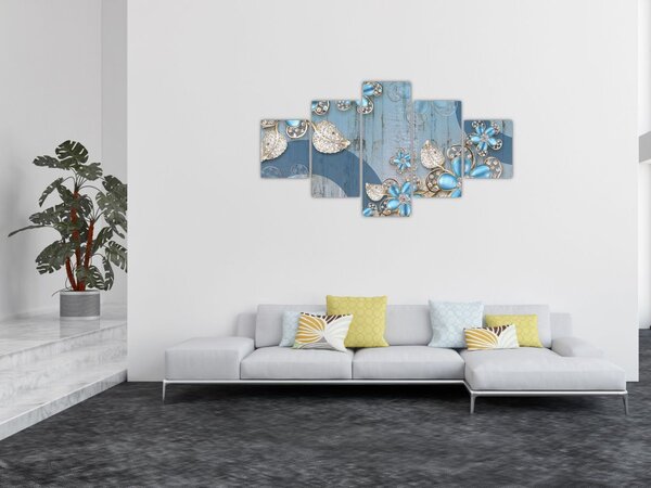 Obraz - Modré květy (125x70 cm)