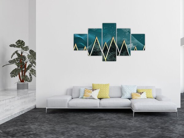 Obraz - Úplněk nad zlatými horami (125x70 cm)