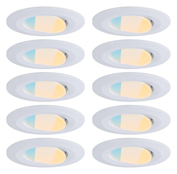 P 98197 LED vestavné svítidlo Calla 10ks sada IP65 kruhové 90mm 30° 10x5W 230V CCT bílá mat - PAULMANN