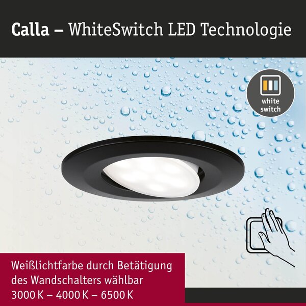 P 98198 LED vestavné svítidlo Calla 10ks sada IP65 kruhové 90mm 30° 10x5W 230V CCT černá mat - PAULMANN