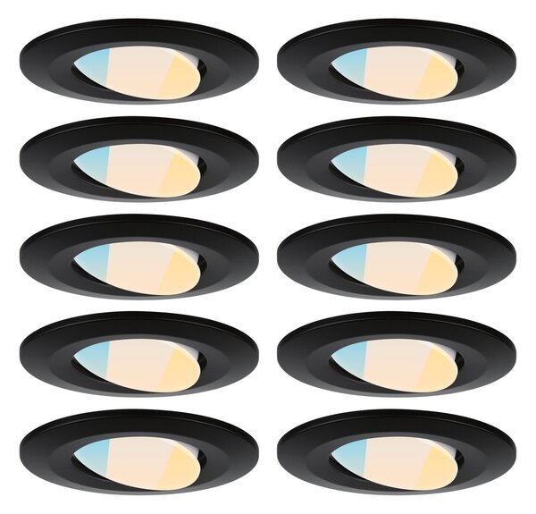 P 98198 LED vestavné svítidlo Calla 10ks sada IP65 kruhové 90mm 30° 10x5W 230V CCT černá mat - PAULMANN