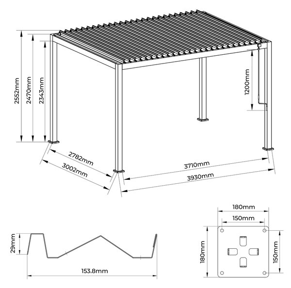 PERGOLA velikost: 393/247/300 cm Gardenson - Online Only zastínění, Online Only
