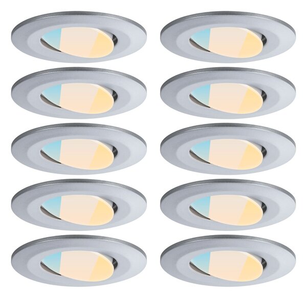 P 98199 LED vestavné svítidlo Calla 10ks sada IP65 kruhové 90mm 30° 10x5W 230V CCT matný chrom - PAULMANN