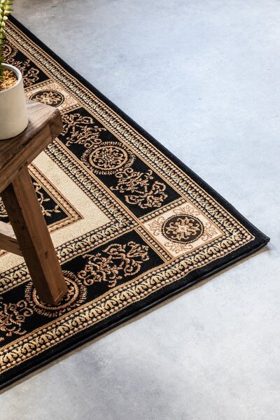 Hanse Home, Kusový koberec Herat 105989 Black Cream, 80x120, černá, chodba / předsíň