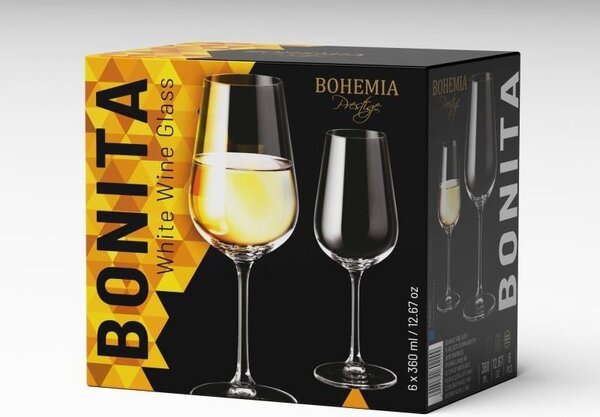 BOHEMIA PRESTIGE BONITA SKLENICE NA VÍNO 360ML SADA 6KS