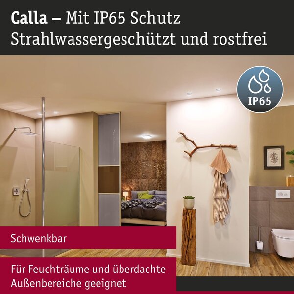 P 98199 LED vestavné svítidlo Calla 10ks sada IP65 kruhové 90mm 30° 10x5W 230V CCT matný chrom - PAULMANN
