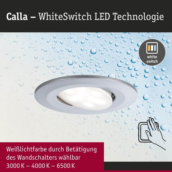P 98199 LED vestavné svítidlo Calla 10ks sada IP65 kruhové 90mm 30° 10x5W 230V CCT matný chrom - PAULMANN
