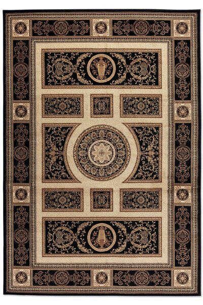 Hanse Home, Kusový koberec Herat 105989 Black Cream, 80x120, černá, chodba / předsíň