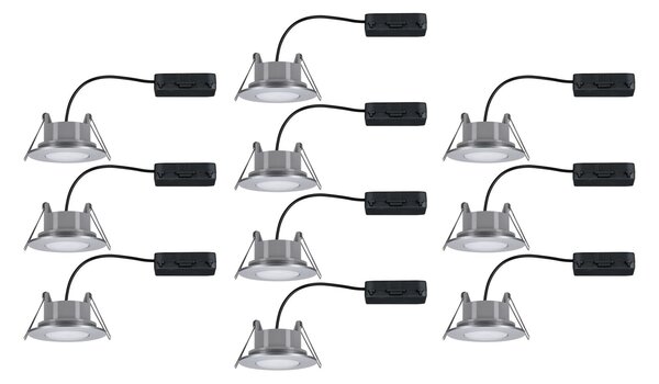 P 98199 LED vestavné svítidlo Calla 10ks sada IP65 kruhové 90mm 30° 10x5W 230V CCT matný chrom - PAULMANN