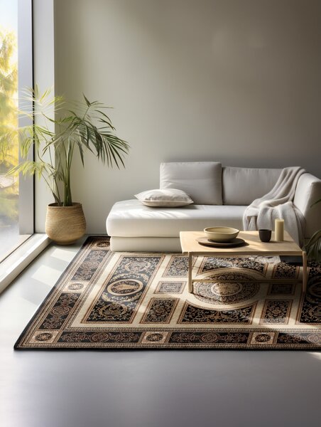 Hanse Home, Kusový koberec Herat 105989 Black Cream, 80x120, černá, chodba / předsíň
