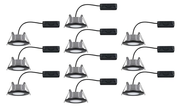 P 98198 LED vestavné svítidlo Calla 10ks sada IP65 kruhové 90mm 30° 10x5W 230V CCT černá mat - PAULMANN