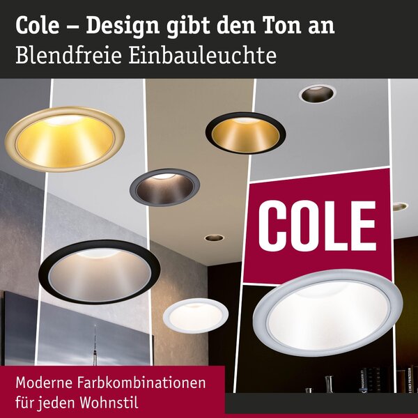 P 98200 LED vestavné svítidlo 3-krokové-stmívatelné Cole Coin IP44 kruhové 88mm Coin 6W 230V stmívatelné 2700K zlatá mat - PAULMANN