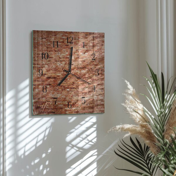 Skleněné hodiny na stěnu Cihlová zeď zskc-30x30-00182656