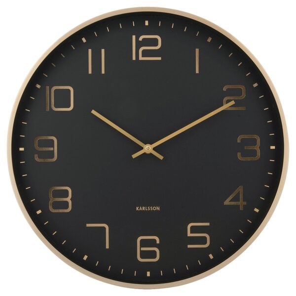 NÁSTĚNNÉ HODINY černá, barvy zlata 40/40/4,2 cm Karlsson - Nástěnné hodiny, Online Only