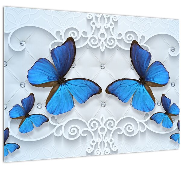 Obraz - Modří motýli (70x50 cm)