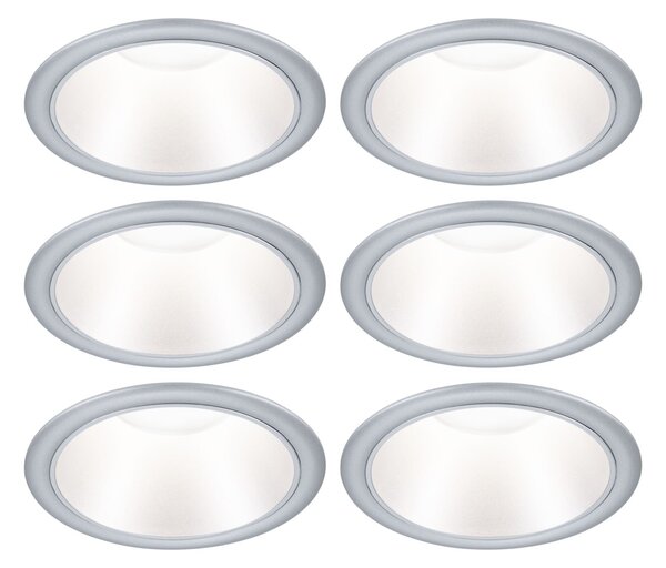 P 98203 LED vestavné svítidlo 3-krokové-stmívatelné Cole Coin 6ks sada IP44 kruhové 88mm Coin 6x6W 230V stmívatelné 2700K stříbrná mat - PAULMANN