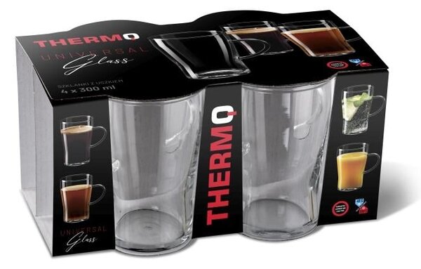 THERMO UNIVERZÁLNÍ SKLENICE S UCHEM 300ML SADA 4 KS