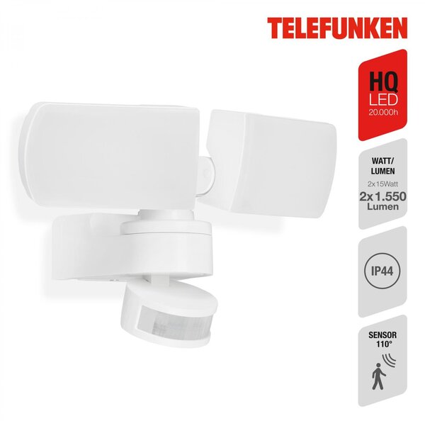 TF 315106TF TELEFUNKEN LED venkovní svítidlo 25 cm 2x15W 1550lm bílé - BRILONER