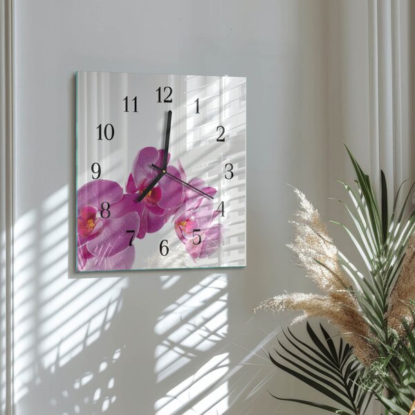 Skleněné hodiny na stěnu Orchidej zskc-30x30-00177181