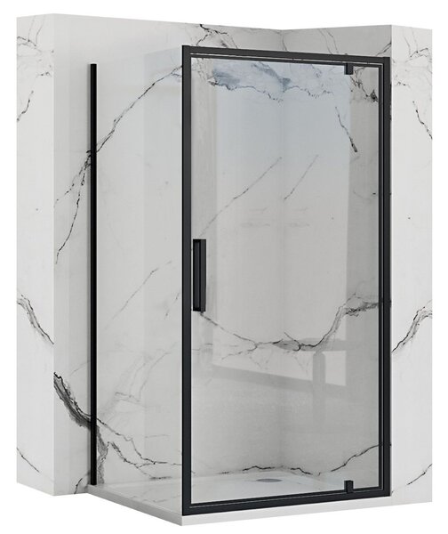Rea Rapid Swing - sprchový kout s vyklápěcími dveřmi 80(dveře) x 90(stěna) čiré sklo, černý profil, KPL-009923