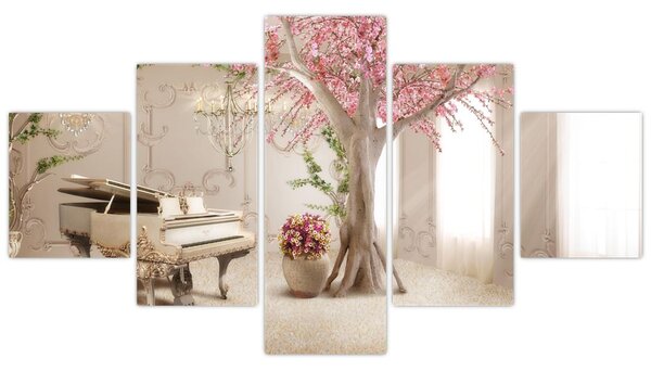 Obraz - Snový interiér s klavírem (125x70 cm)