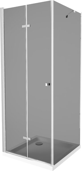 MEXEN - Lima sprchový kout, dveře skládací 100 x 100 cm, grafit, chrom + vanička Flat, bílá - 856-100-100-01-40-4010