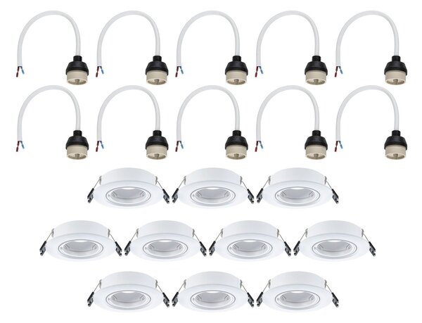 P 92115 Vestavné svítidlo 10ks-sada výklopné kruhové 90mm 30° GU10 max. 10x10W 230V bílá - PAULMANN