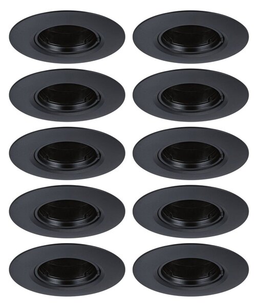 P 92120 Vestavné svítidlo 10ks-sada nevýklopné kruhové 90mm GU10 max. 10x10W 230V černá - PAULMANN